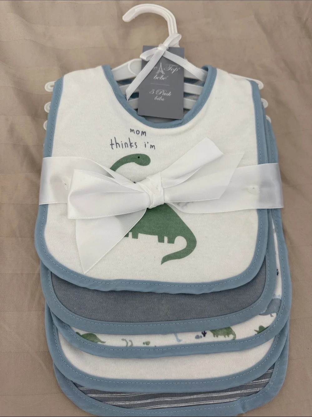 Mom Thinks I'm Dino Bib Set in Blue & Green - Baby Bibs